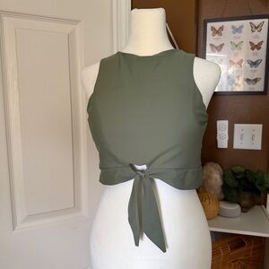 Women's Olive Green Tie-Front Swim Bikini Top / Size L